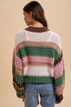 Load image into Gallery viewer, On a Holidate Color Block Stripe Sweater in Pink Multi