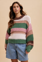 Load image into Gallery viewer, On a Holidate Color Block Stripe Sweater in Pink Multi