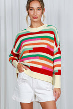 Load image into Gallery viewer, Never Gets Old Color Block Crochet Sweater