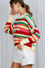 Load image into Gallery viewer, Never Gets Old Color Block Crochet Sweater