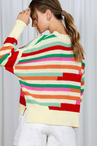 Never Gets Old Color Block Crochet Sweater