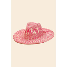 Load image into Gallery viewer, Checkered Straw Weave Sun Hat Fuchsia