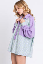 Load image into Gallery viewer, November Nights Striped Henley Top in Lilac