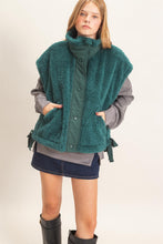 Load image into Gallery viewer, Forget The World Sherpa Vest with Snap Closure in Green
