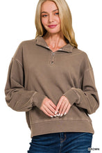 Load image into Gallery viewer, Promise You Terry Pigment Dye and Half Zip Top Brown