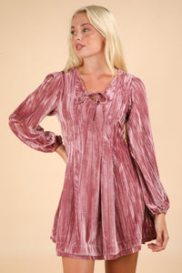 Holiday Lovin' Velvet Mini Flare Dress in Mauve