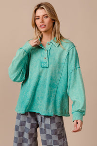 Dancing in the Flames French Terry Top in Jade