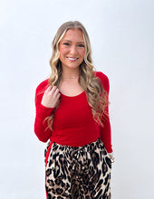 Load image into Gallery viewer, Let&#39;s Get Going Leopard Straight Pants With Red Stripes