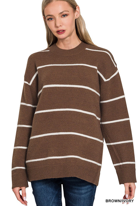 Last Thing To Do LS Top in Brown/Ivory