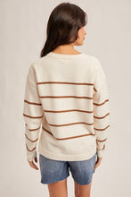 Load image into Gallery viewer, All Messed Up Stripe V-Neck Sweater Top in Cream/Mocha