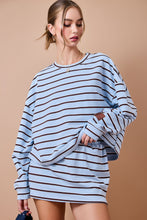 Load image into Gallery viewer, I Don't Even Care Striped Loose Fit Sweatshirt