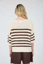Load image into Gallery viewer, Come On Stripe Textured Half Sleeve Knit Sweater in Chocolate