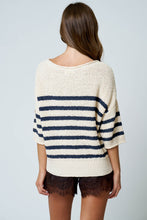 Load image into Gallery viewer, Come On Stripe Textured Half Sleeve Knit Sweater in Navy