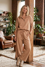Load image into Gallery viewer, Scuba Half Zip Pullover &amp; Wide Leg Pants Set in Camel