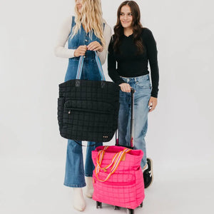 Pretty Simple Tenley Quilted Tote Roller Bag in Pink