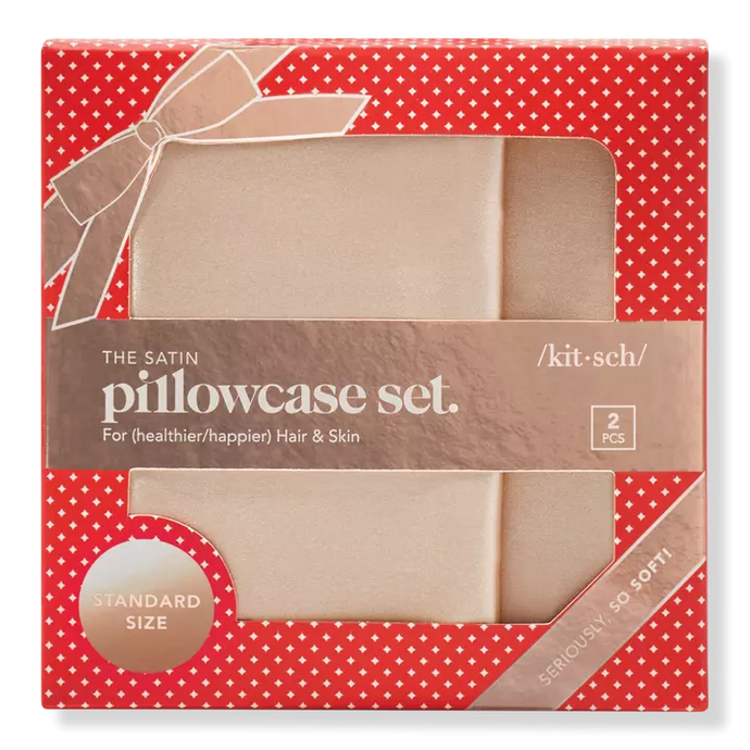 Kitsch Holiday Satin Standard Pillowcase 2pc Set Champagne