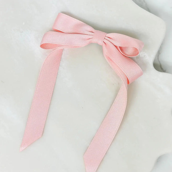 Satin Ribbon Hair Clips Pink