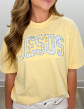Load image into Gallery viewer, Jesus Applique Patchwork Tee in Butter
