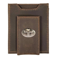 Christian Cross Slim Wallet in Crazyhorse Brown