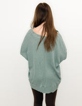 Load image into Gallery viewer, Don't Really Care Waffle Knit Oversized LS Top in Silky Pine