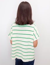 Load image into Gallery viewer, She Didn't Striped Oversize Sweater Top in K. Green