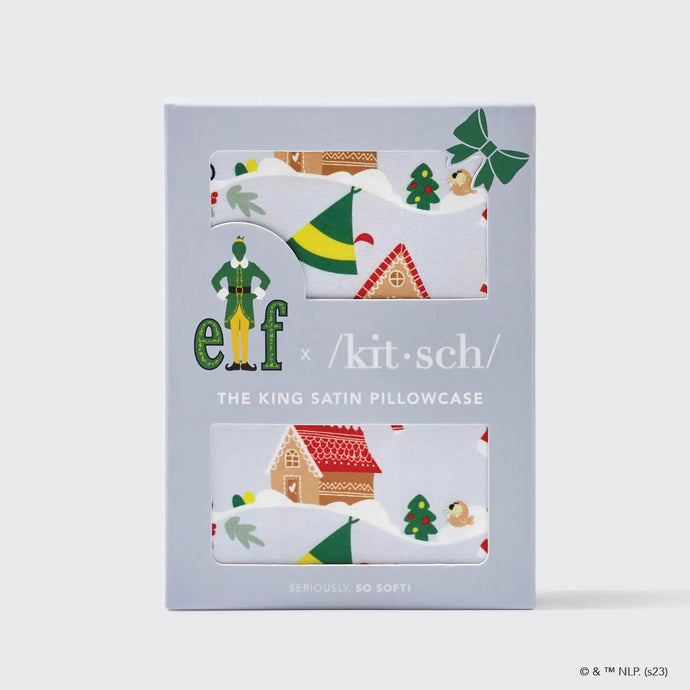 Elf x Kitsch King Satin Pillowcase Periwinkle Christmas
