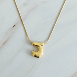 Balloon Letter Gold Initial Necklace