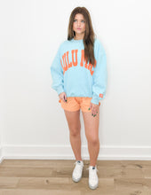 Load image into Gallery viewer, Lulu Mac Logo Sweatshirt in Light Blue/Coral