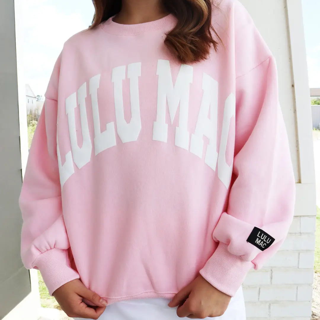 Lulu Mac Logo Sweatshirt in Pink/White Puff
