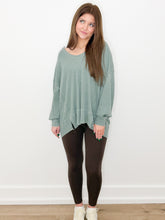 Load image into Gallery viewer, Don't Really Care Waffle Knit Oversized LS Top in Silky Pine