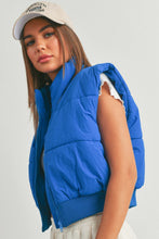 Load image into Gallery viewer, Saying Nothing More Crop Puffer Vest in Blue