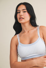 Load image into Gallery viewer, Seeing Double Layered Sports Bra in Blue Gingham