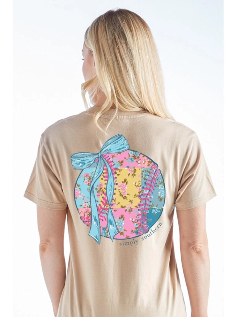Simply Southern Patch Softball With Bow SS Tee