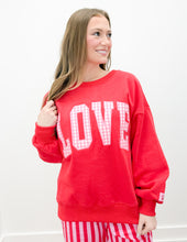 Load image into Gallery viewer, Lulu Mac Red LOVE Sweatshirt with Pink Gingham
