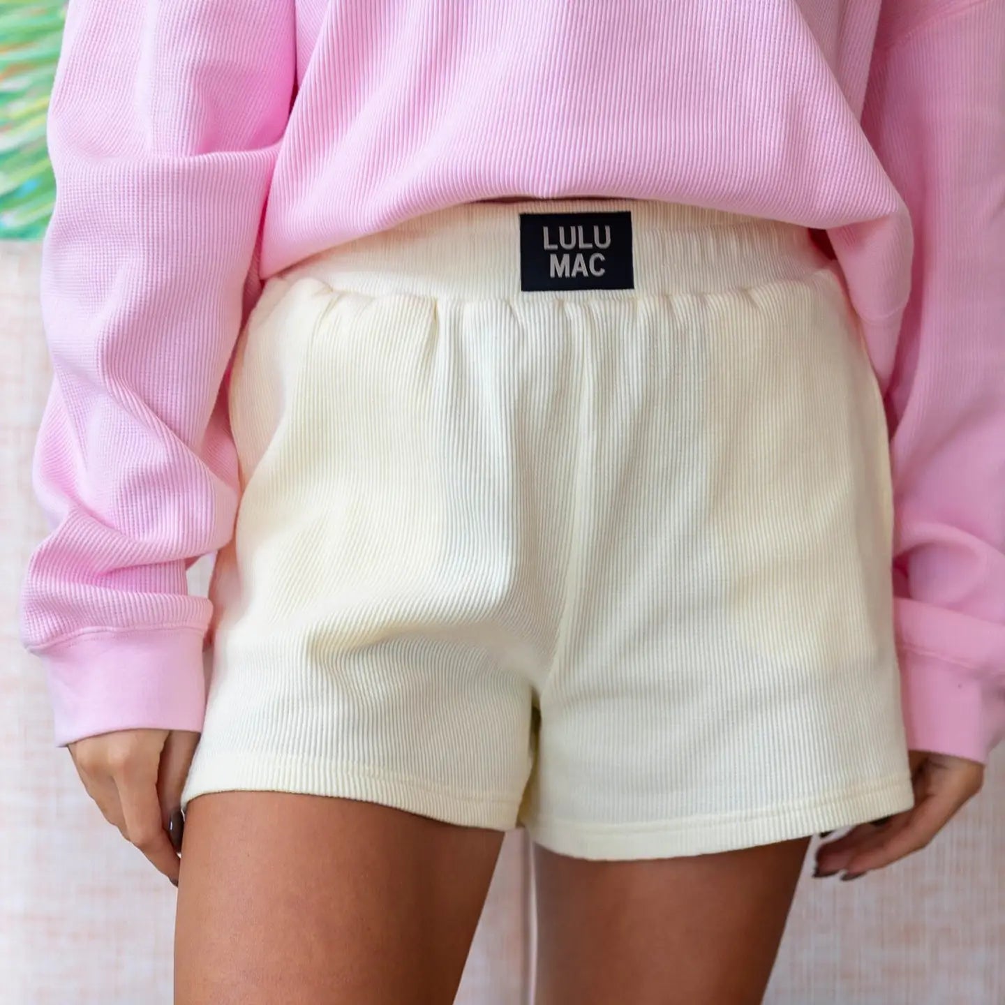 Lulu Mac Waffle Shorts in Butter