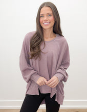 Load image into Gallery viewer, Don't Really Care Waffle Knit Oversized LS Top in Rose Taupe