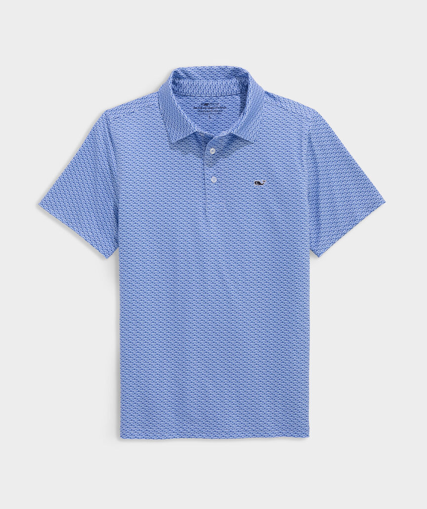 Vineyard Vines Printed Sankaty Polo in Bass Micro Jake Blue