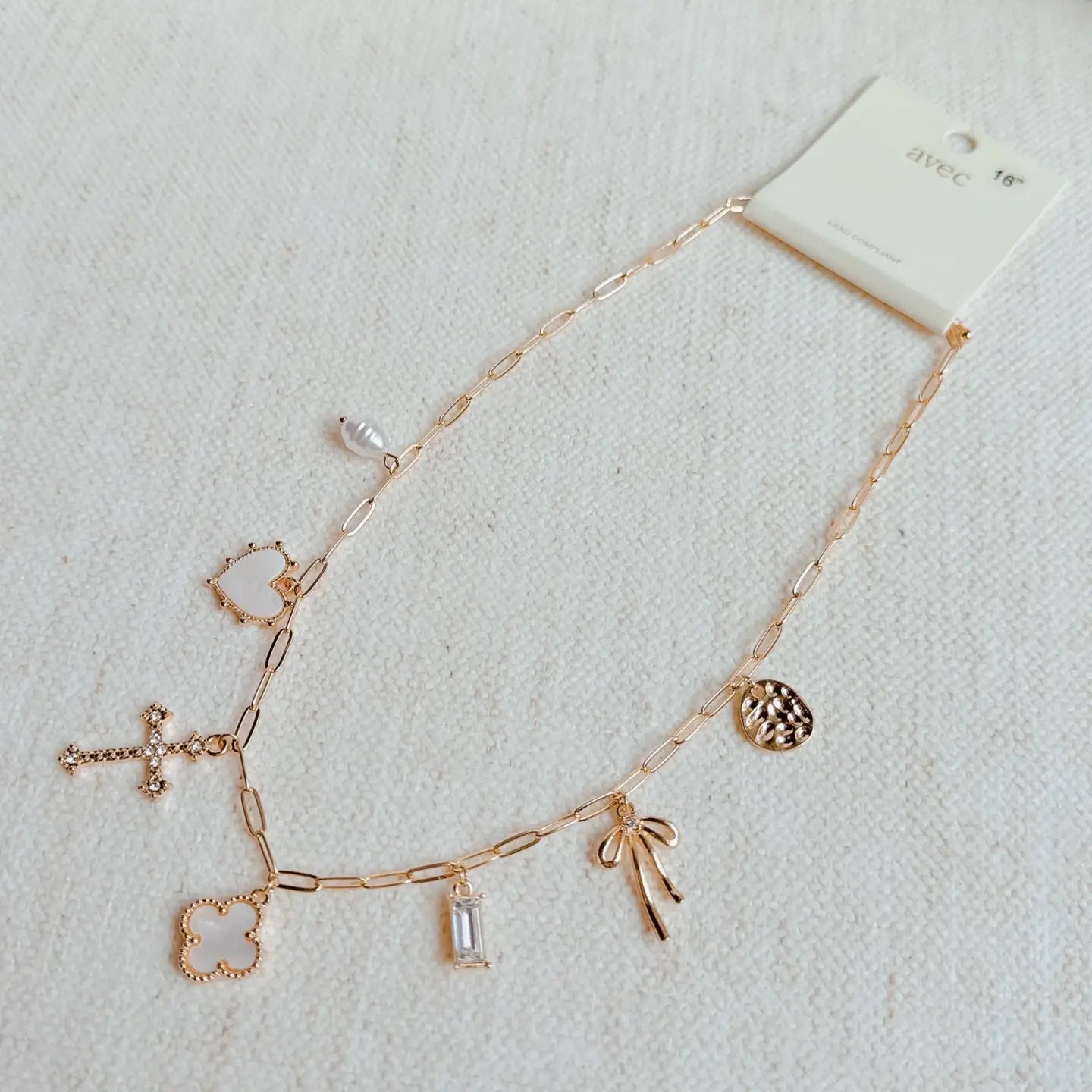 Cross Clover Multi Charm Necklace