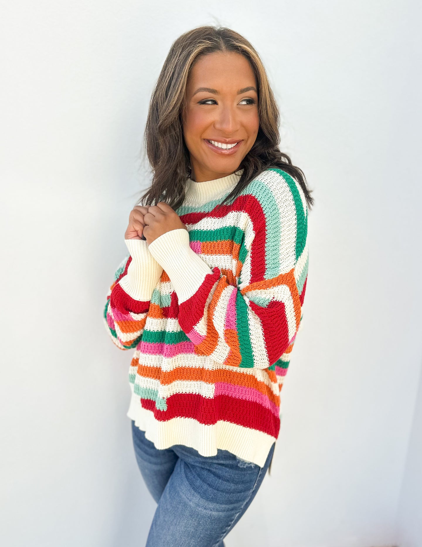 Never Gets Old Color Block Crochet Sweater