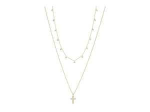 Kendra Scott Boxed Gold Amelia Cross Necklace Gift Set White Crystal