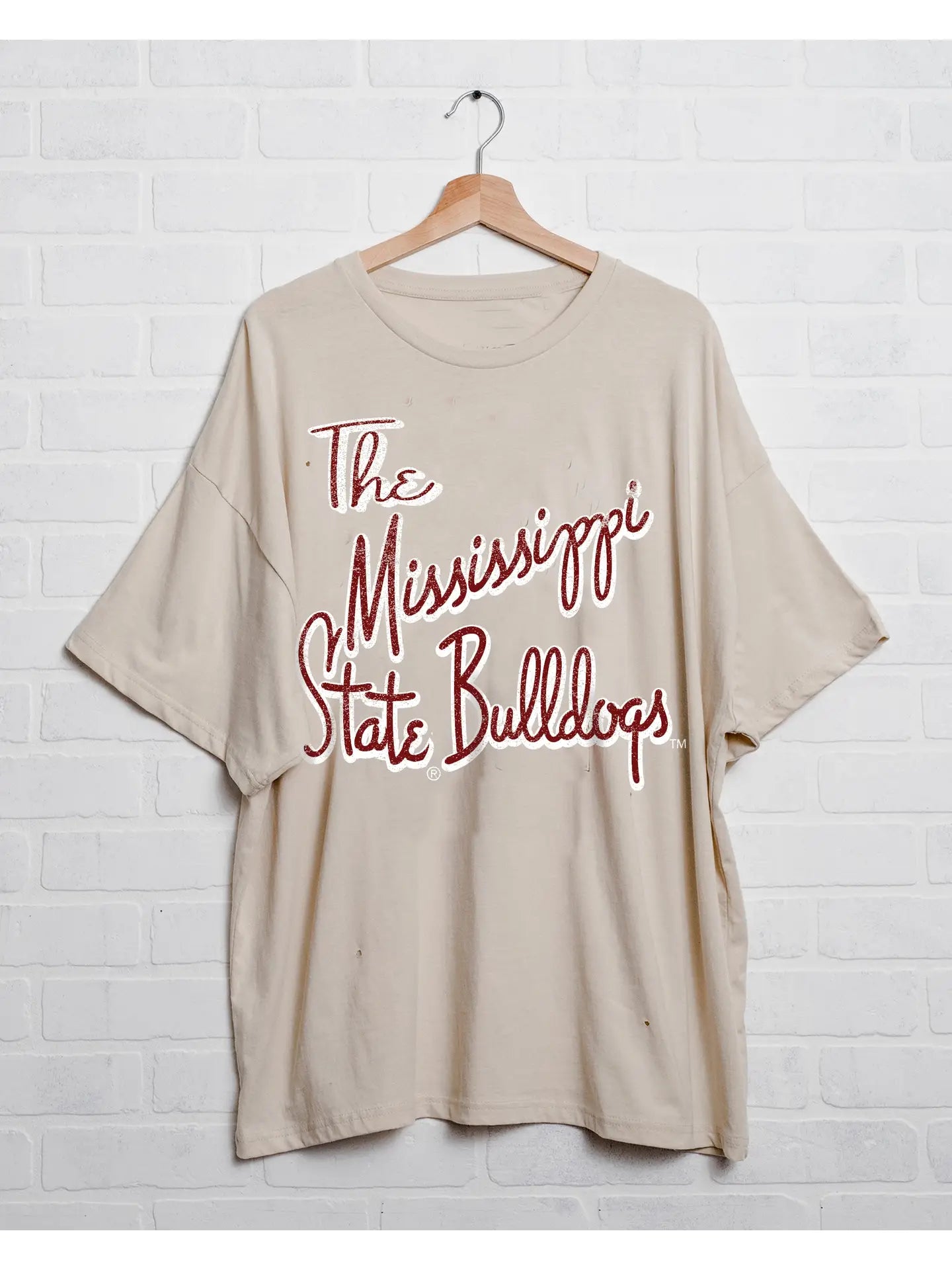 Mississippi State Bulldogs Beverly Off White Thrifted SS Tee