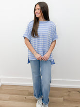 Load image into Gallery viewer, Sweet Time Raised Rib Striped Top in Cornflower Blue