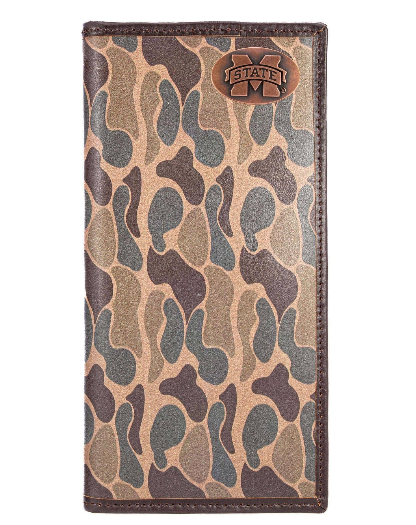 MSU Bulldogs Men's Secretary Old School Camo Leather Wallet:Brown/Tan