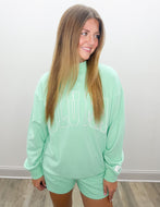 Lulu Mac Stitch Mockneck Terry Cloth Sweatshirt in Seafoam