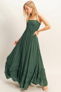 Not Doing Good Without Smocked Halter Maxi Dress-Hunter Green Hunter Green / Small