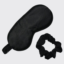 Load image into Gallery viewer, Kitsch Satin Eyemask &amp; Sleep Scrunchie Set Black