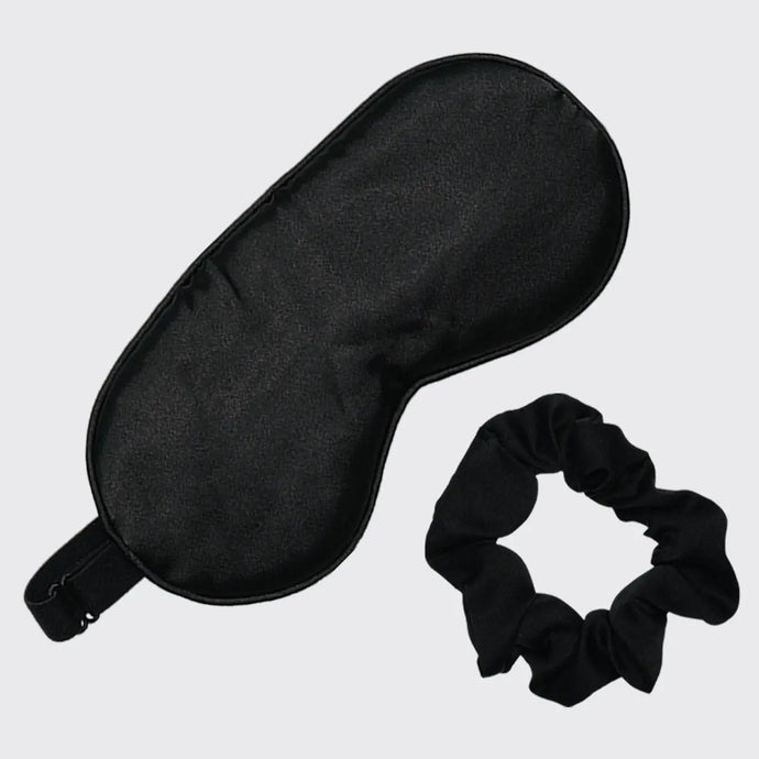 Kitsch Satin Eyemask & Sleep Scrunchie Set Black