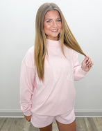 Lulu Mac Stitch Mockneck Terry Cloth Sweatshirt in Light Pink