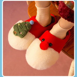 Rocking Around the Christmas Tree Fuzzy Slippers Red