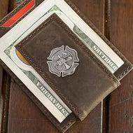 Maltese Cross Leather Slim Wallet in Crazyhorse Brown